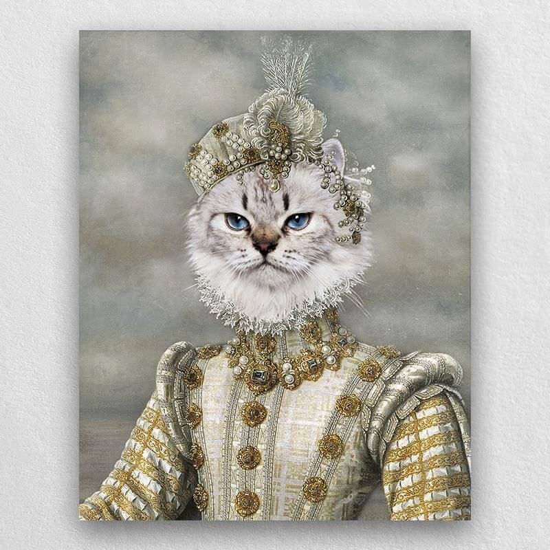 Princess Pet Portrait Custom Renaissance Pet Art Canvas