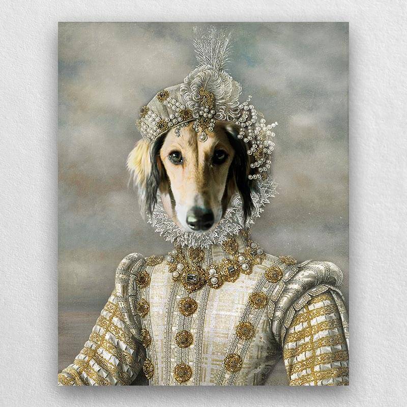 Princess Pet Portrait Custom Renaissance Pet Art Canvas