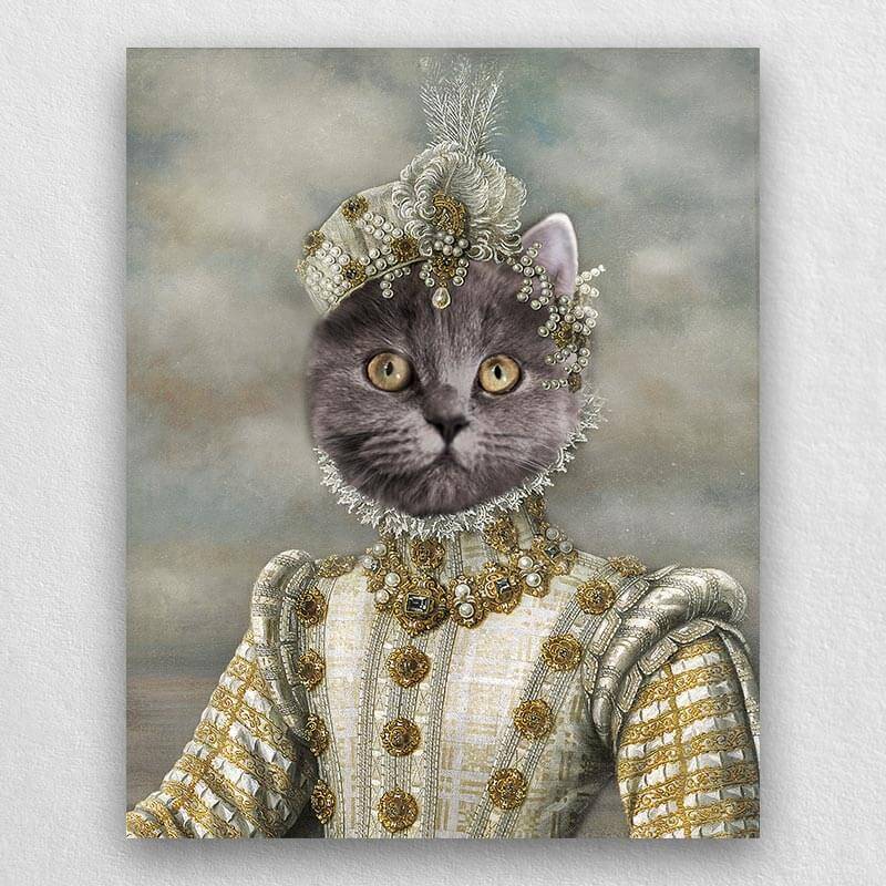 Princess Pet Portrait Custom Renaissance Pet Art Canvas