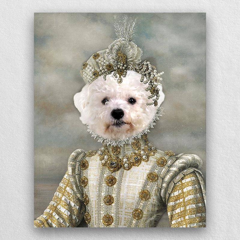 Princess Pet Portrait Custom Renaissance Pet Art Canvas