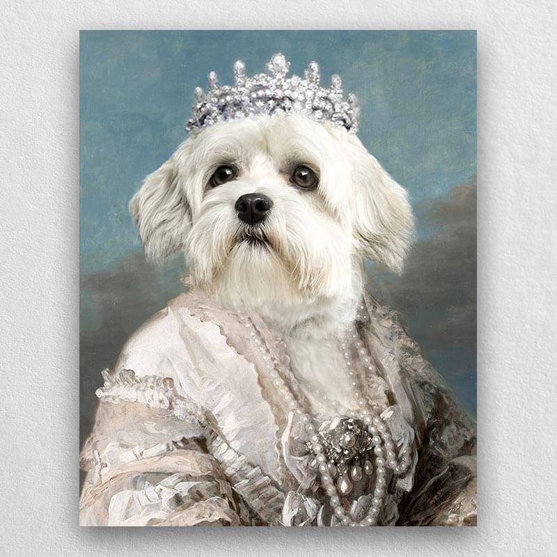 Queen Maria Pet Portrait Funny Cat and Dog Prints Pet Paintings