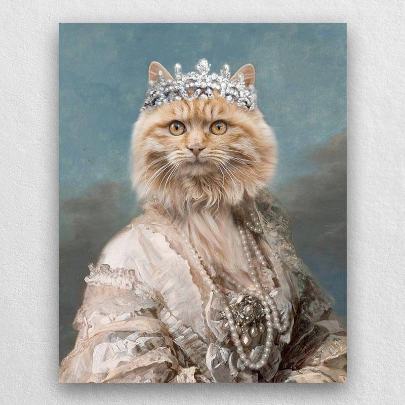 Queen Maria Pet Portrait Funny Cat and Dog Prints Pet Paintings