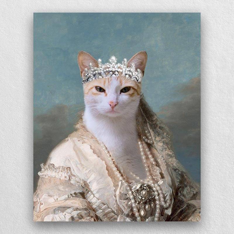 Queen Maria Pet Portrait Funny Cat and Dog Prints Pet Paintings