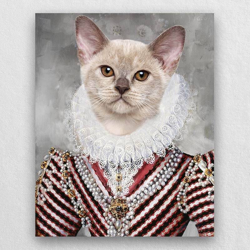 Royal Cat Dog Portrait Art Custom Pet Artwork Canvas