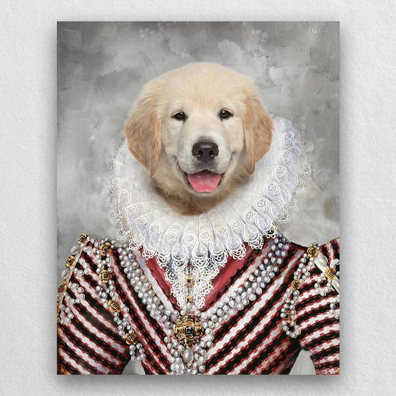 Royal Cat Dog Portrait Art Custom Pet Artwork Canvas