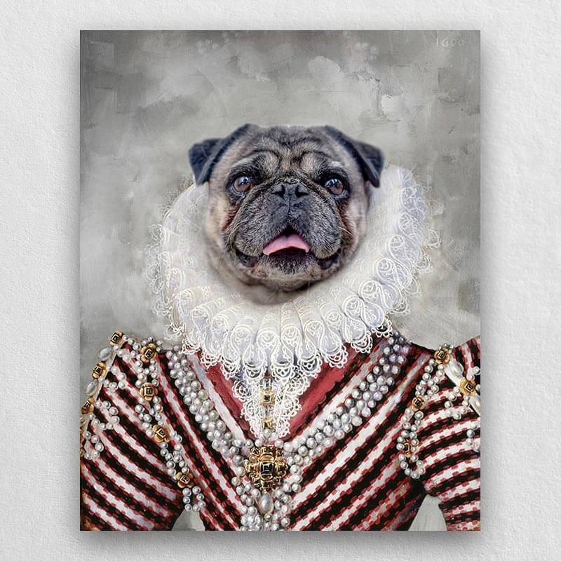 Royal Cat Dog Portrait Art Custom Pet Artwork Canvas