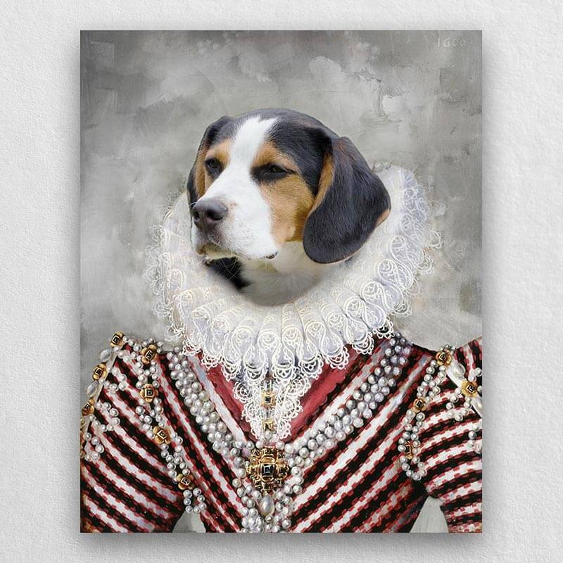 Royal Cat Dog Portrait Art Custom Pet Artwork Canvas