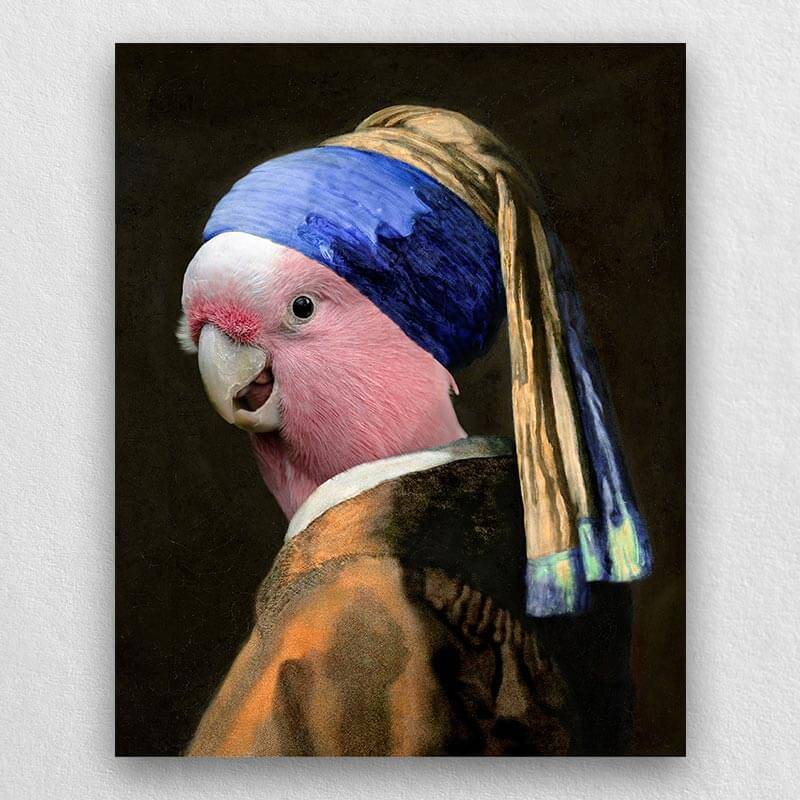 Pets with A Pearl Earring Custom Pet Portraits Funny