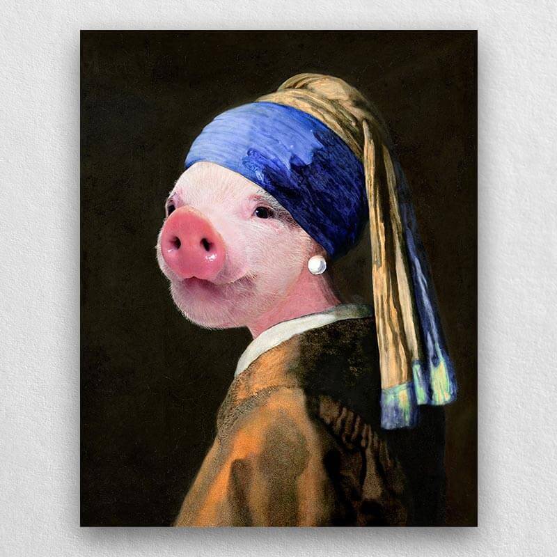 Pets with A Pearl Earring Custom Pet Portraits Funny