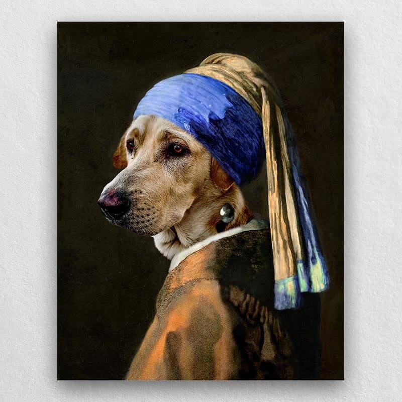 Pets with A Pearl Earring Custom Pet Portraits Funny