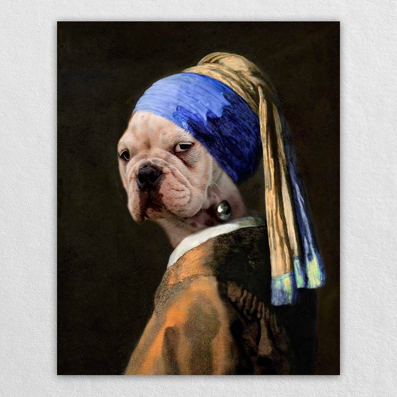 Pets with A Pearl Earring Custom Pet Portraits Funny