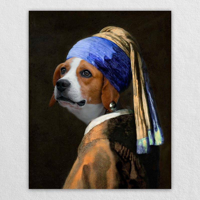 Pets with A Pearl Earring Custom Pet Portraits Funny