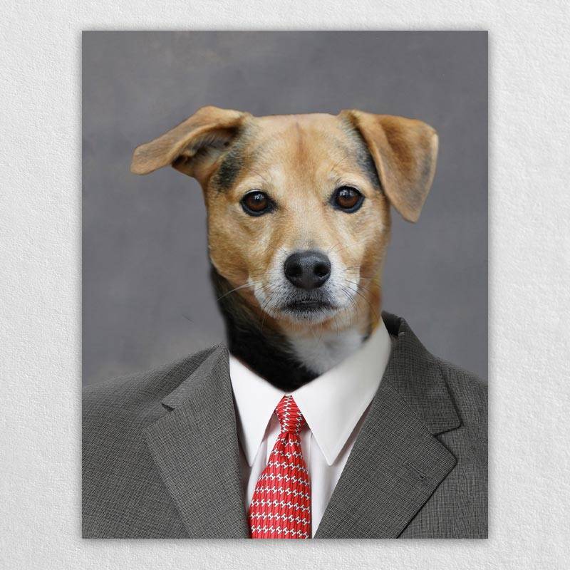 Pet In Suit Painting Custom Dog Cat Suit Portrait