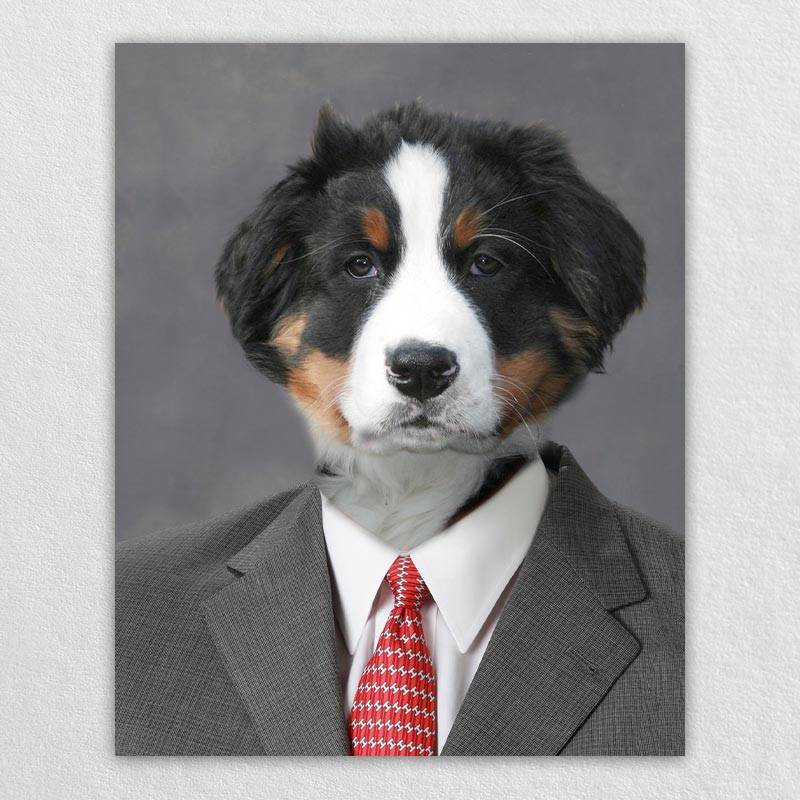 Pet In Suit Painting Custom Dog Cat Suit Portrait