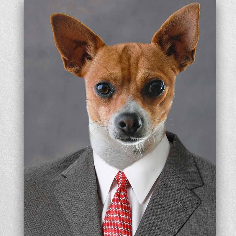 Pet In Suit Painting Custom Dog Cat Suit Portrait