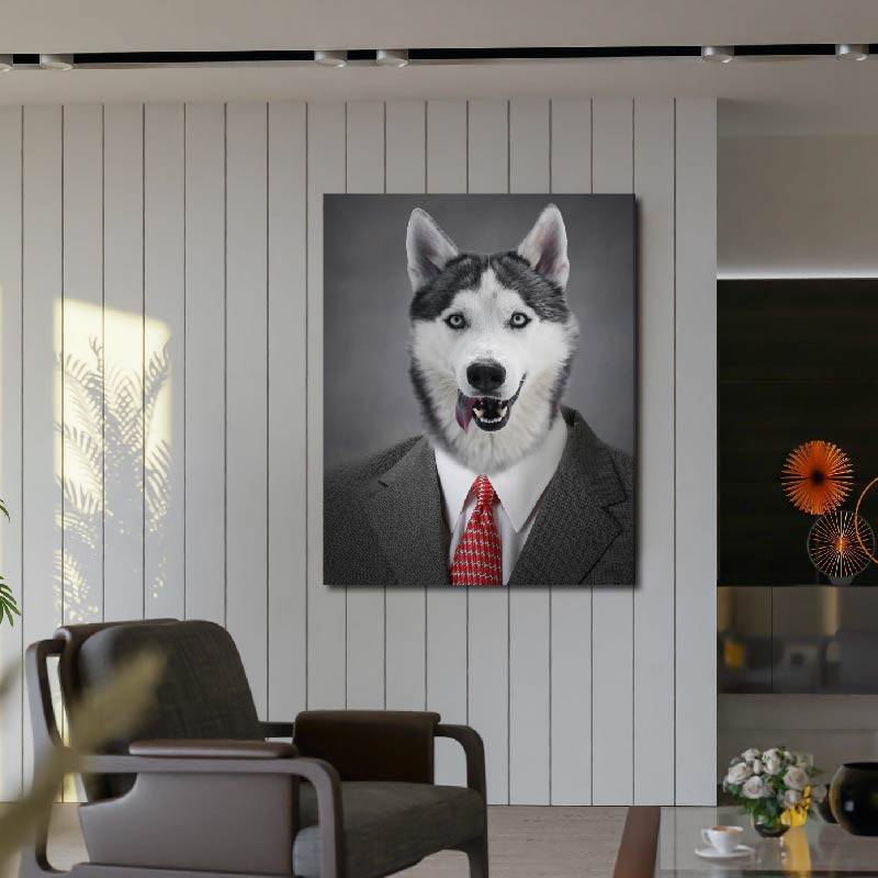 Pet In Suit Painting Custom Dog Cat Suit Portrait