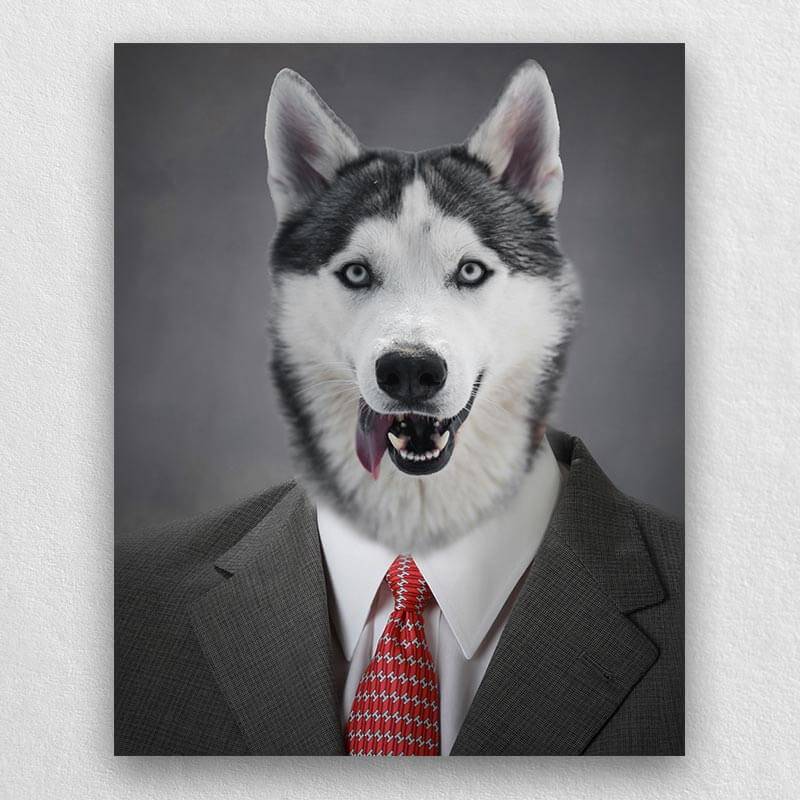 Pet In Suit Painting Custom Dog Cat Suit Portrait