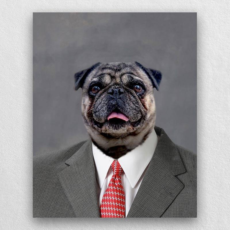 Pet In Suit Painting Custom Dog Cat Suit Portrait