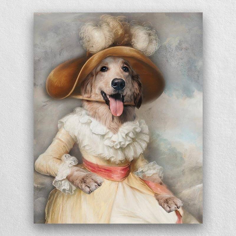 Vintage Pet Portraits Dog Canvas Portraits For Female Pets