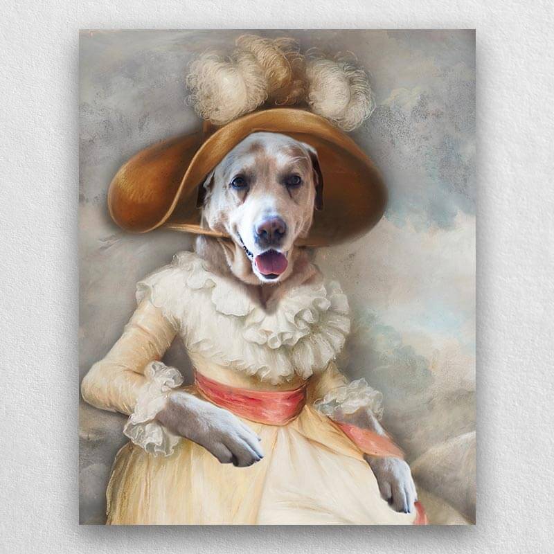 Vintage Pet Portraits Dog Canvas Portraits For Female Pets