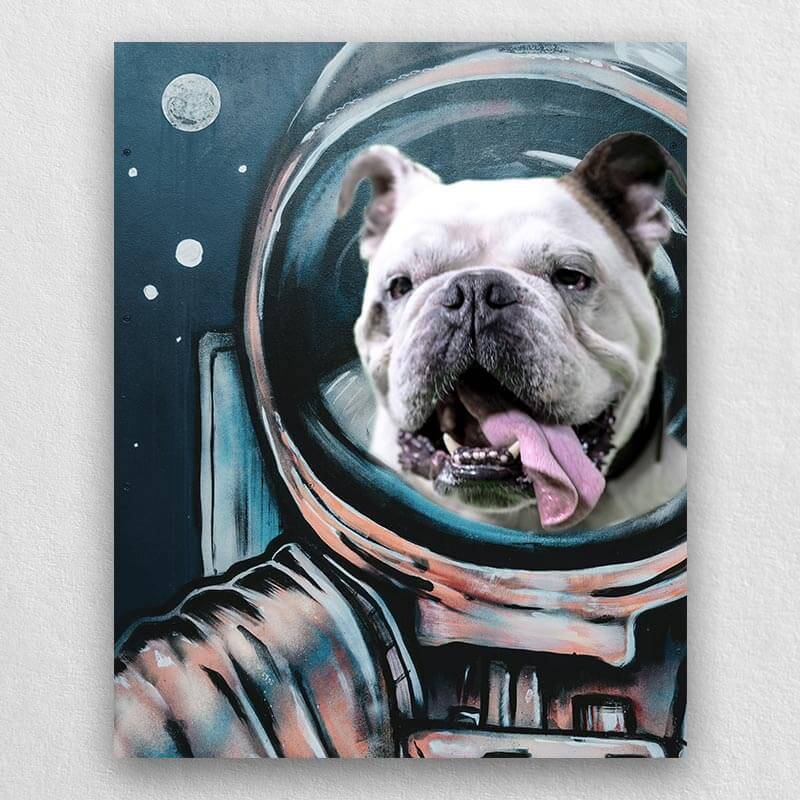 Astronaut Dog Portrait Custom Cute Pet Portrait Canvas