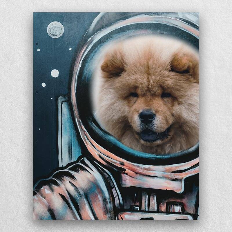 Astronaut Dog Portrait Custom Cute Pet Portrait Canvas