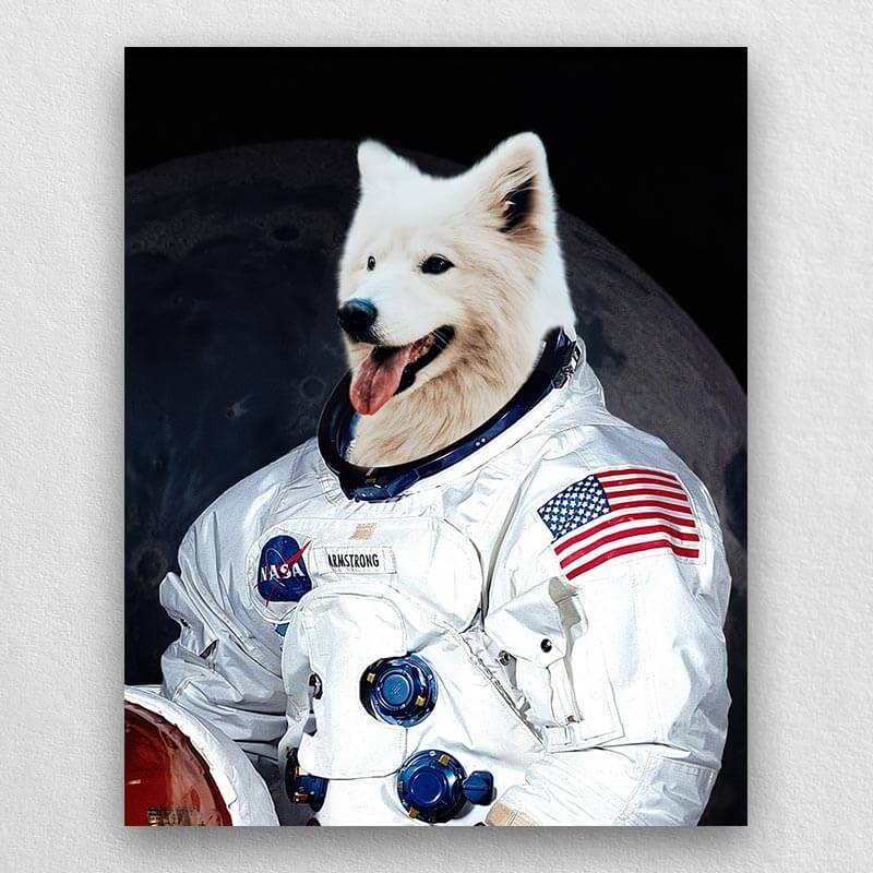 Dog Astronaut Painting Funny Custom Pet Portraits