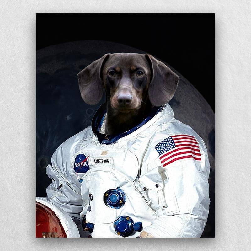 Dog Astronaut Painting Funny Custom Pet Portraits