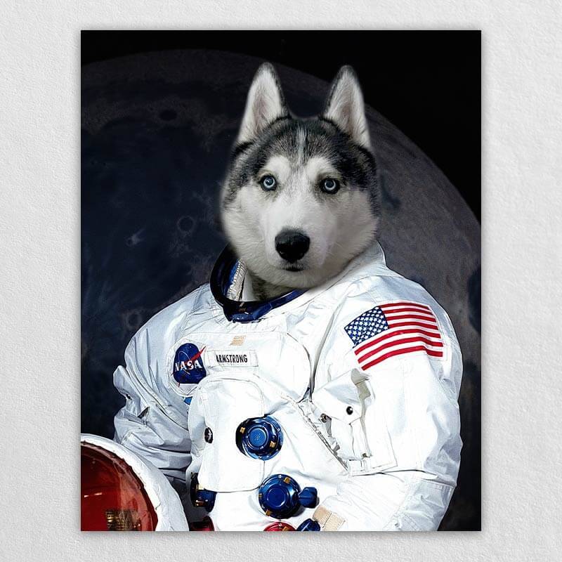 Dog Astronaut Painting Funny Custom Pet Portraits