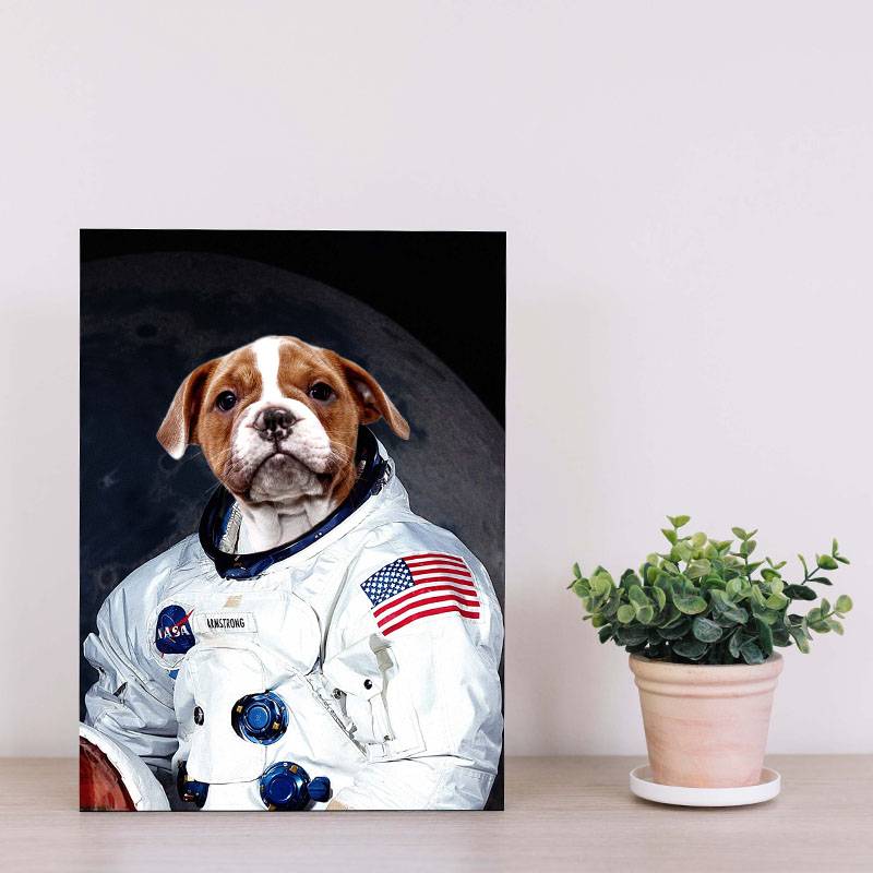 Dog Astronaut Painting Funny Custom Pet Portraits