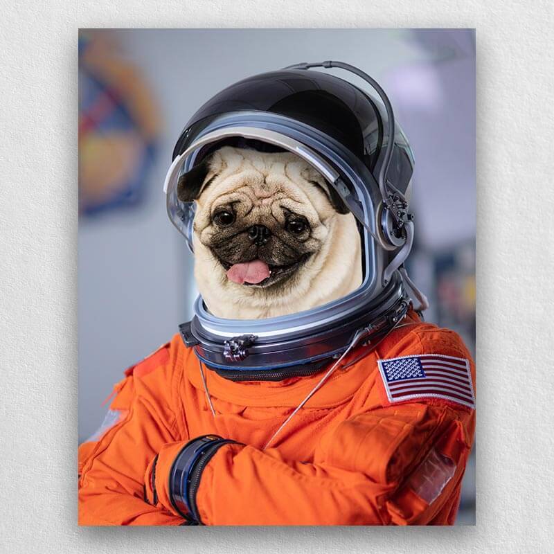 Custom Pet Astronaut Portrait Animal Portraits On Canvas