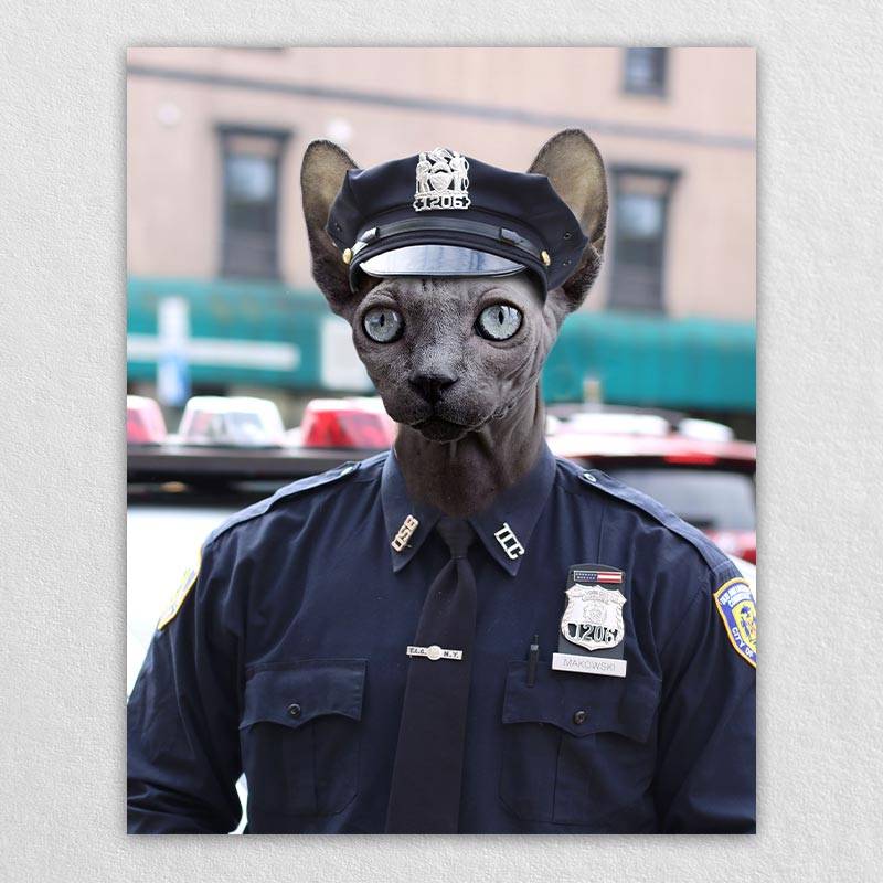 Police Officer Unique Pet Portraits Custom Pet Pictures