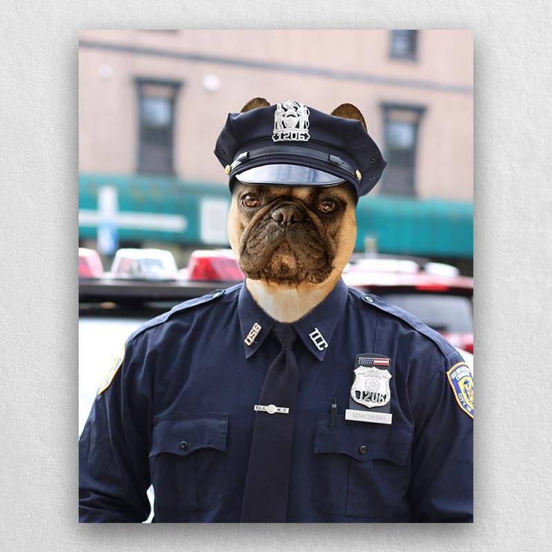 Police Officer Unique Pet Portraits Custom Pet Pictures