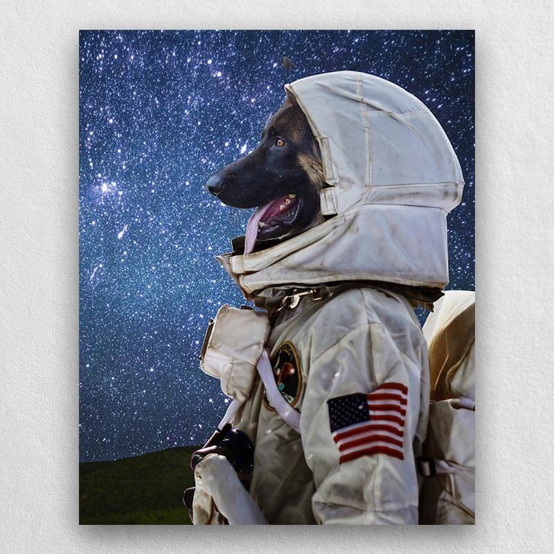 Dog Portrait Astronaut Custom Pet Canvas Portraits