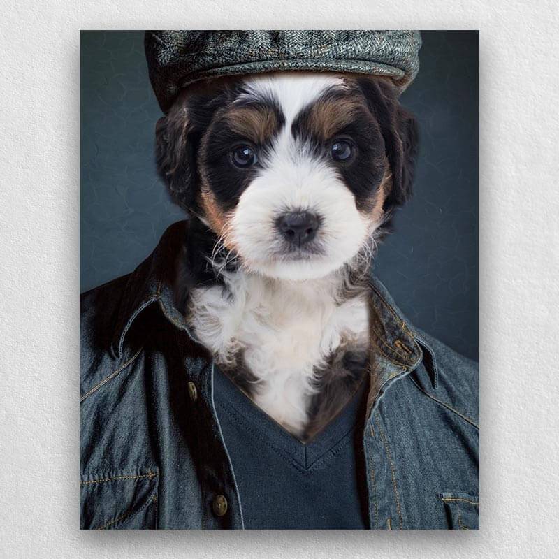 Casual Cowboy Pet Dog Portraits In Costume