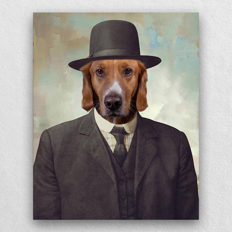 Pet In Suit With Hat Portrait Pet Creations Art