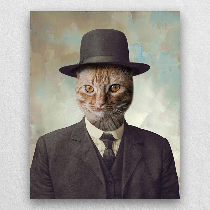 Pet In Suit With Hat Portrait Pet Creations Art