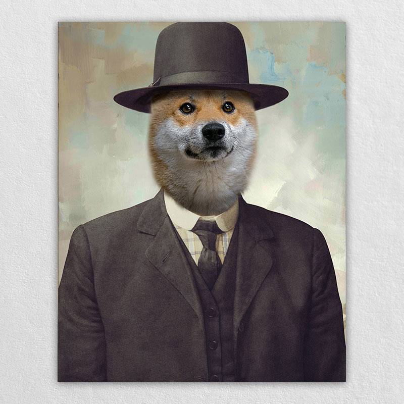 Pet In Suit With Hat Portrait Pet Creations Art