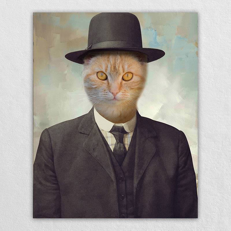 Pet In Suit With Hat Portrait Pet Creations Art