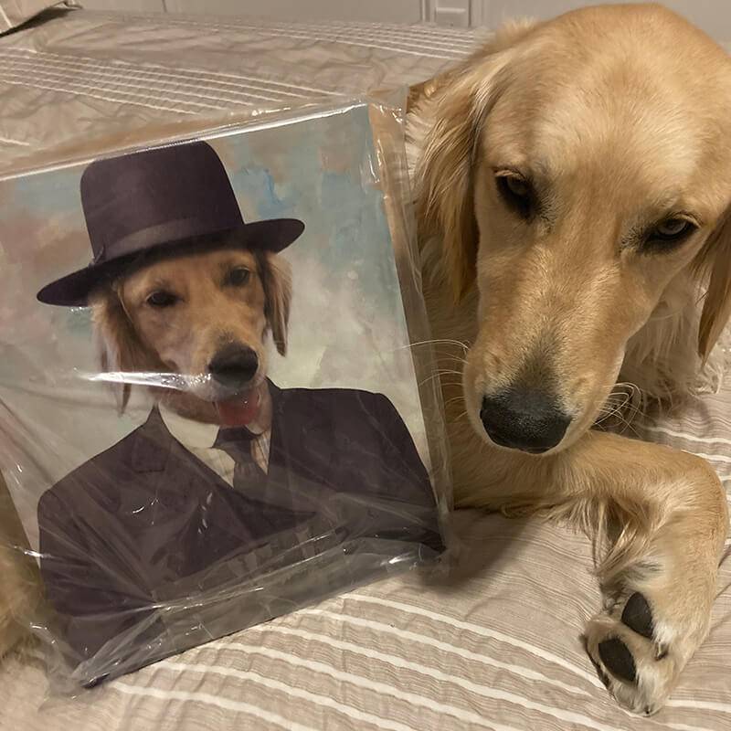 Pet In Suit With Hat Portrait Pet Creations Art