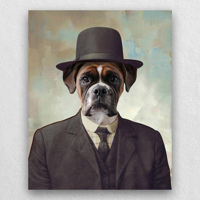 Pet In Suit With Hat Portrait Pet Creations Art