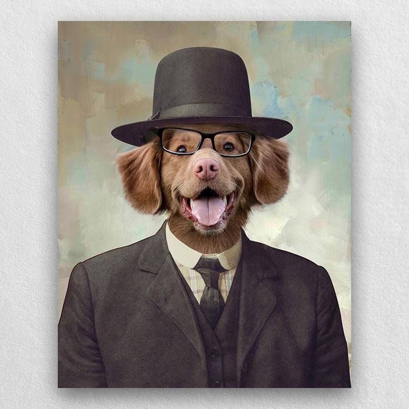 Pet In Suit With Hat Portrait Pet Creations Art