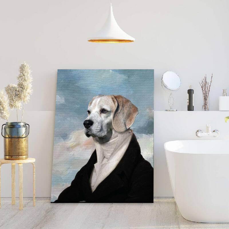 Noble Cat Dog Portraits In Suit Pet Photo Canvas Art