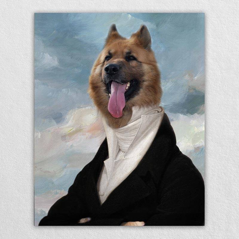 Noble Cat Dog Portraits In Suit Pet Photo Canvas Art