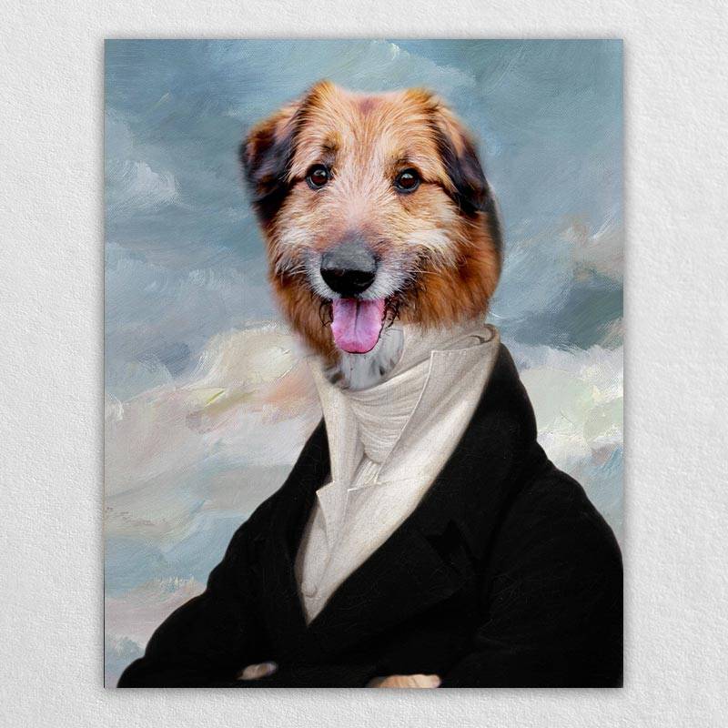 Noble Cat Dog Portraits In Suit Pet Photo Canvas Art