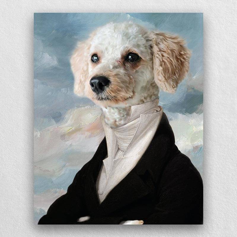 Noble Cat Dog Portraits In Suit Pet Photo Canvas Art