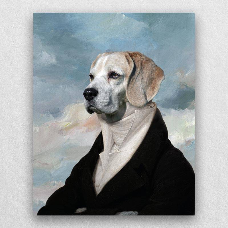 Noble Cat Dog Portraits In Suit Pet Photo Canvas Art