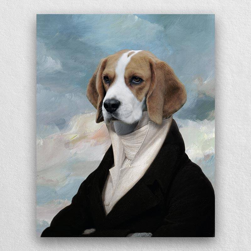 Noble Cat Dog Portraits In Suit Pet Photo Canvas Art