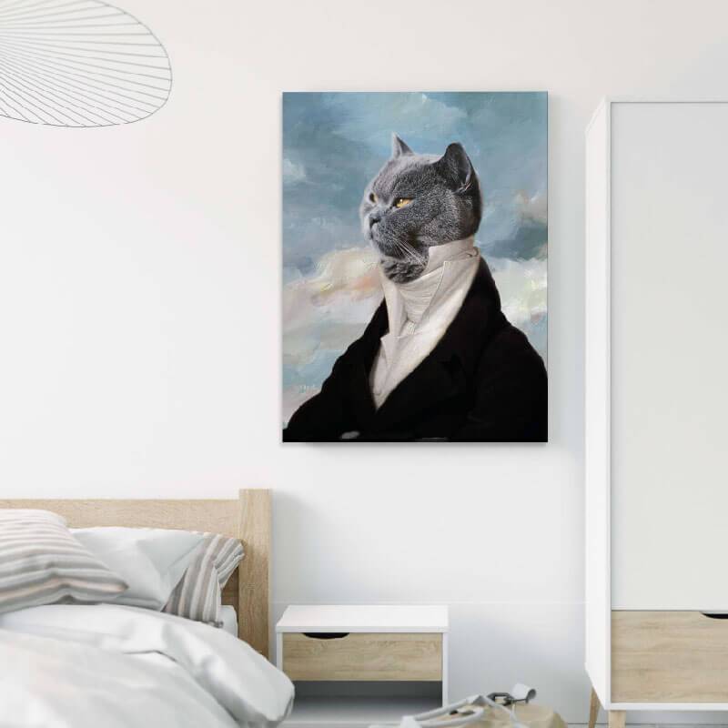 Noble Cat Dog Portraits In Suit Pet Photo Canvas Art