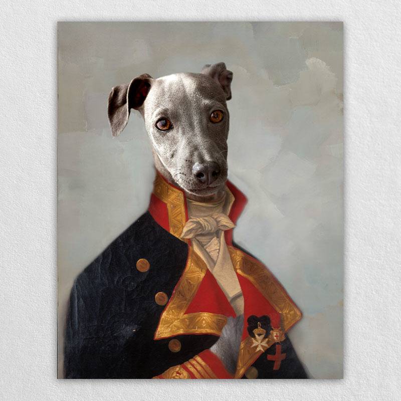 Military Officer Pet Paintings Royal Canvas Painting Dog